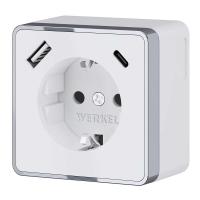 Розетка с заземлением, шторками и USB тип A+C Werkel Gallant белый W5071701 4690389179594