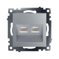 Розетка компьютерная 2-местная RJ-45 (механизм) Stekker GLS00-7109-03 Катрин, серебро 50005