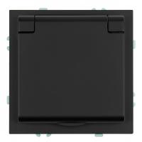 Розетка 1-местная с крышкой с защ. штор, STEKKER, с/з, 250В, 16А, серия Эмили, RST16-5112-05, черный уголь, soft touch 49855