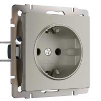 Розетка с заземлением и шторками (дымчатый) W1271104/ a069463