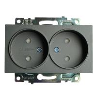 Розетка двойная 2P Stekker Катрин со шторками графит GLS10-7113-06 49421