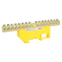 Шина "PE" Stekker на изоляторе 8*12 на DIN-рейку 16 выводов, желтый, LD555-812-16 49557