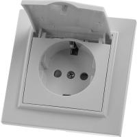 Розетка 1-местная с/з с крышкой Stekker, PST16-9012-01, 250В, 16А с защитной шторкой Эрна, белый 39052