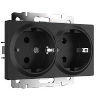 Розетка Werkel двойная с заземлением черный матовый W1172008 4690389156922