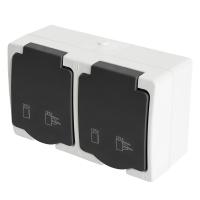 Розетка 2-местная с крышкой Stekker Велена PST16-12-54 32754