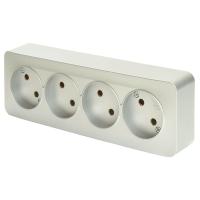 Розетка четырехместная 2P Stekker София серебро MST10-14-03 49331