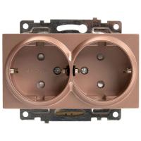 Розетка двойная 2P+PE Stekker Катрин со шторками шампань GLS16-7114-02 39598