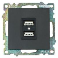 Розетка 2хUSB Stekker Катрин черный GLS10-7115-05 39616