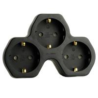 Разветвитель сетевой 3-местный с/з Stekker ADP16-13-21, 250V,16A, ABS огнеустойчивый пластик, черный 50108