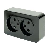 Розетка двойная 2P Stekker София черный MST10-12-02 49315