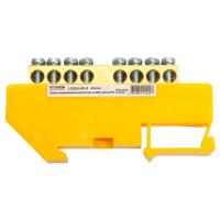 Шина"PE" на изоляторе STEKKER 6*9 на DIN-рейку 8 выводов, желтый, LD555-69-8