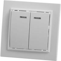 Выключатель 2-клавишный с индикатором Stekker, PSW10-9002-01, 250В, 10А Эрна, белый 39042