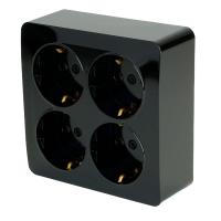 Розетка 4-местная 2P+PE Stekker София черный MST16-14S-02 49322