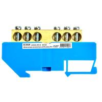 Шина"N" на изоляторе STEKKER 8*12 на DIN-рейку 6 выводов, синий, LD555-812-6