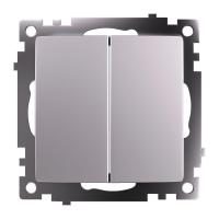 Переключатель двухклавишный Stekker Катрин GLS10-7107-03 серебро 49168