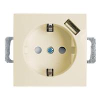 Розетка 1-местная с/з (механизм), Stekker, PST16-9111-02, 250В, 16А с защитной шторкой и с USB серия Эрна, слоновая кость 39329