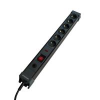 Сетевой фильтр 6-местный с/з Stekker 3x1мм2, 1,8 м, 250В, 16А Techno, HM22-61-02, черный 50159