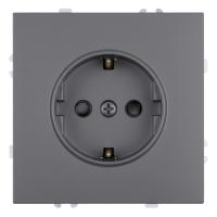 Розетка 1-местная с з/ш, с/з (механизм), СЗК, Stekker, 250В, 16А Эмили, RST16-5110-10ZK, платиново-серый, soft touch 50243