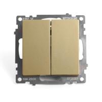 Выключатель двухклавишный Stekker Катрин золото GLS10-7104-08 49216