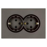 Розетка 2-местная с защитной шторкой, Stekker, с/з, 250В, 16А Эмили, RST16-5114-09, антрацит, soft touch 49934