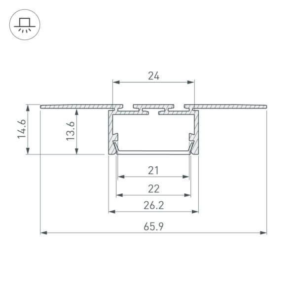 Профиль Arlight PLS-LOCK-H15-T-HIDE-2000 (ARL, Алюминий) 033688