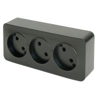 Розетка тройная 2P Stekker София черный матовый MST10-13-05 49500
