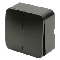 Выключатель двухклавишный Stekker София черный матовый MSW10-20-05 49475