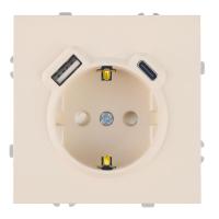 Розетка 1-местная з/ш с/з 16А + USB + Type C (механизм), Stekker, 250В, 20W Эмили, RST16-5119-08, кашемир, soft touch 50360