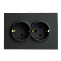 Розетка 2-местная с защитной шторкой STEKKER, с/з, 250В, 16А, серия Эмили, RST16-5114-05, черный уголь, soft touch 49856