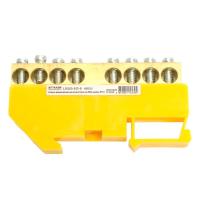 Шина "PE" STEKKER на изоляторе 8*12 на DIN-рейку 8 выводов, желтый, LD555-812-8