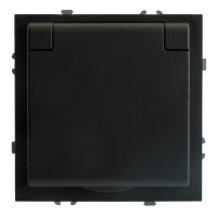 Розетка 1-местная с крышкой с защ. штор Stekker, б/з, 250В, 16А, серия Эмили, RST16-5113-05, черный уголь, soft touch 49852