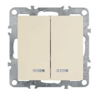 Выключатель 2-клавишный с индикатором (механизм), Stekker, PSW10-9102-02, 250В, 10А Эрна, слоновая кость 39321