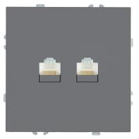 Розетка компьютерная 2-местная RJ-45 (механизм), STEKKER, серия Эмили, RST00-5111-10, платиново-серый, soft touch 49952