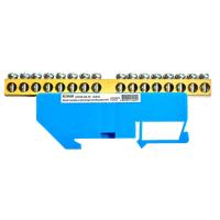 Шина"N" на изоляторе STEKKER 6*9 на DIN-рейку 16 выводов, синий, LD555-69-16