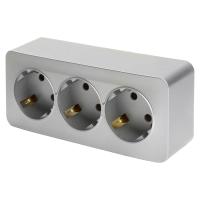 Розетка тройная 2P+PE Stekker София серебро MST16-13-03 49330