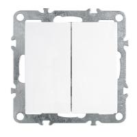 Выключатель 2-клавишный (механизм), Stekker, PSW10-9104-01, 250В, 10А Эрна, белый 39312