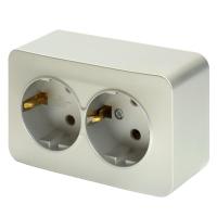 Розетка двойная 2P+PE Stekker София серебро MST16-12-03 49328