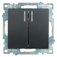 Выключатель двухклавишный Stekker Катрин с подсветкой черный GLS10-7102-05 39607