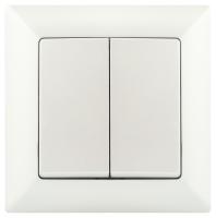 Выключатель двухклавишный ЭРА Intro Solo 10A 250V перламутровый 4-104-06 Б0053590