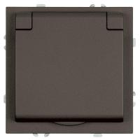 Розетка 1-местная с крышкой с защ. штор, Stekker, с/з, IP42, 250В, 16А Эмили, RST16-5112-09, антрацит, soft touch 49933