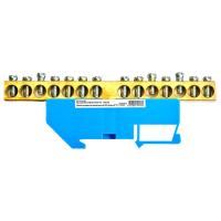 Шина"N" на изоляторе STEKKER 8*12 на DIN-рейку 14 выводов, синий, LD555-812-14