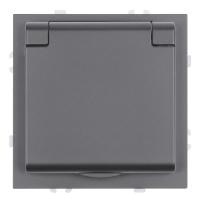 Розетка 1-местная с крышкой с защ. штор, STEKKER, с/з, 250В, 16А, серия Эмили, RST16-5112-10, платиново-серый, soft touch 49959