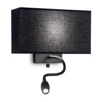 Настенный светильник Ideal Lux Hotel AP2 All Black 215709 Настенный светильник Ideal Lux Hotel AP2 All Black 215709