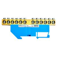 Шина"N" на изоляторе STEKKER 8*12 на DIN-рейку 12 выводов, синий, LD555-812-12