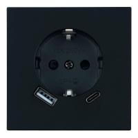 Розетка 1-местная з/ш с/з 16А + USB + Type C (механизм), Stekker, 250В, 20W Мия, RST16-3119-05, черный бархат 50452