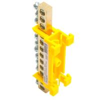 Шина "PE" на изоляторе STEKKER 6*9 тип "стойка" на DIN-рейку 12 выводов, желтый, LD556-69-12