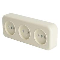 Розетка тройная 2P Stekker Брест слоновая кость PST16-50-20 49055