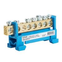 Шина "N" на изоляторе Stekker 6*9 тип "стойка" на DIN-рейку 8 выводов, синий, LD556-69-8 49558