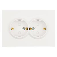 Розетка двойная 2P+PE Stekker Эмили со шторками белый фарфор RST16-5114-01 49882