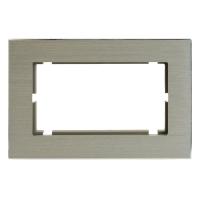 Рамка 2-местная (без перемычки), металл, STEKKER, MFR00-7012-03, серия Катрин, серебро 50031